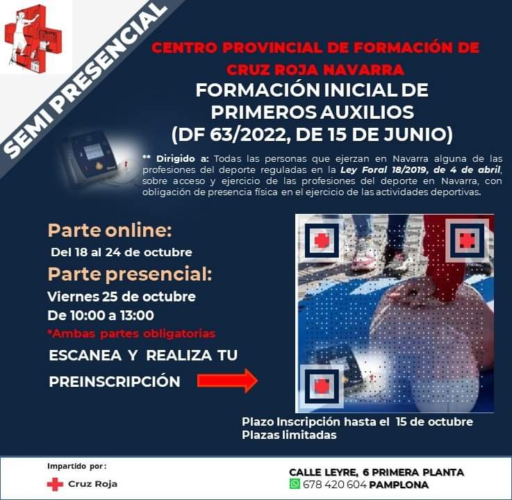 Cruz Roja Navarra - Formaci&oacute;n Inicial de Primeros Auxilios (Octubre)